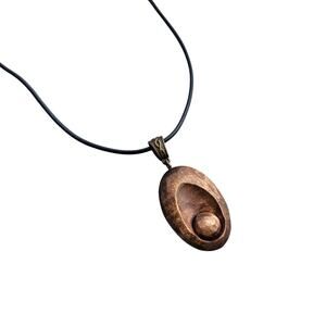 Hand Curved Wooden Minimalist Mother & Baby Pendant Necklace Baby Shower Gift